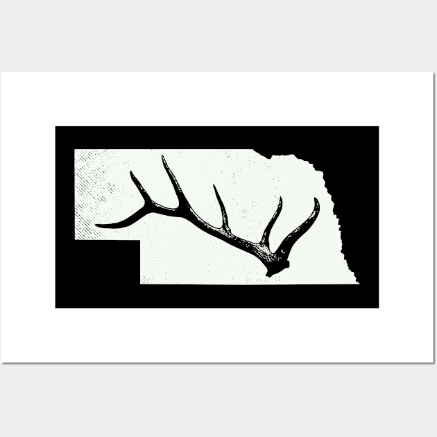 Elk & Deer Shed antler hunting nebraska MAP t-shirt Wall Art by tmuzaa